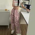 thumbnail image 1 of Aloohaidyvio Cargo Pants for Women,Baggy Parachute Pants for Women& Girls Drawstring Elastic Low Waist Ruched Cargo Pants Multiple Pockets Jogger Y2K, 1 of 6