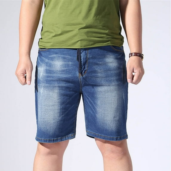 Aloohaidyvio Cargo Shorts for Men under $10,Mens Fashion Tie Elastic Waist Denim Shorts, Cargo Shorts for Men