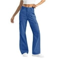 thumbnail image 1 of Aloohaidyvio Casual Cargo Pants for Women High Waisted Straight Leg Pants with Multi Pockets, 1 of 7