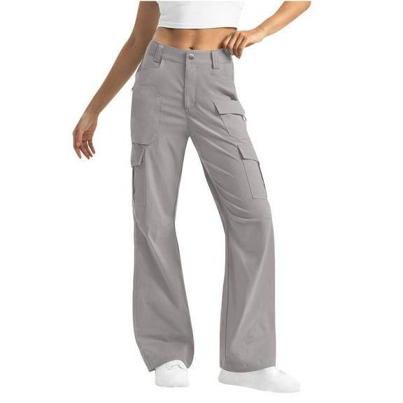 Aloohaidyvio Casual Cargo Pants for Women High Waisted Straight Leg Pants with Multi Pockets