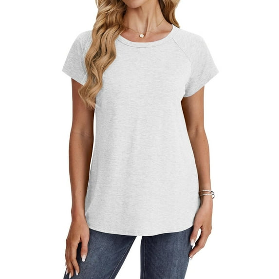 Aloohaidyvio Casual Summer Short Sleeve Soft Loose T Shirt Basic Tees Tops for Women