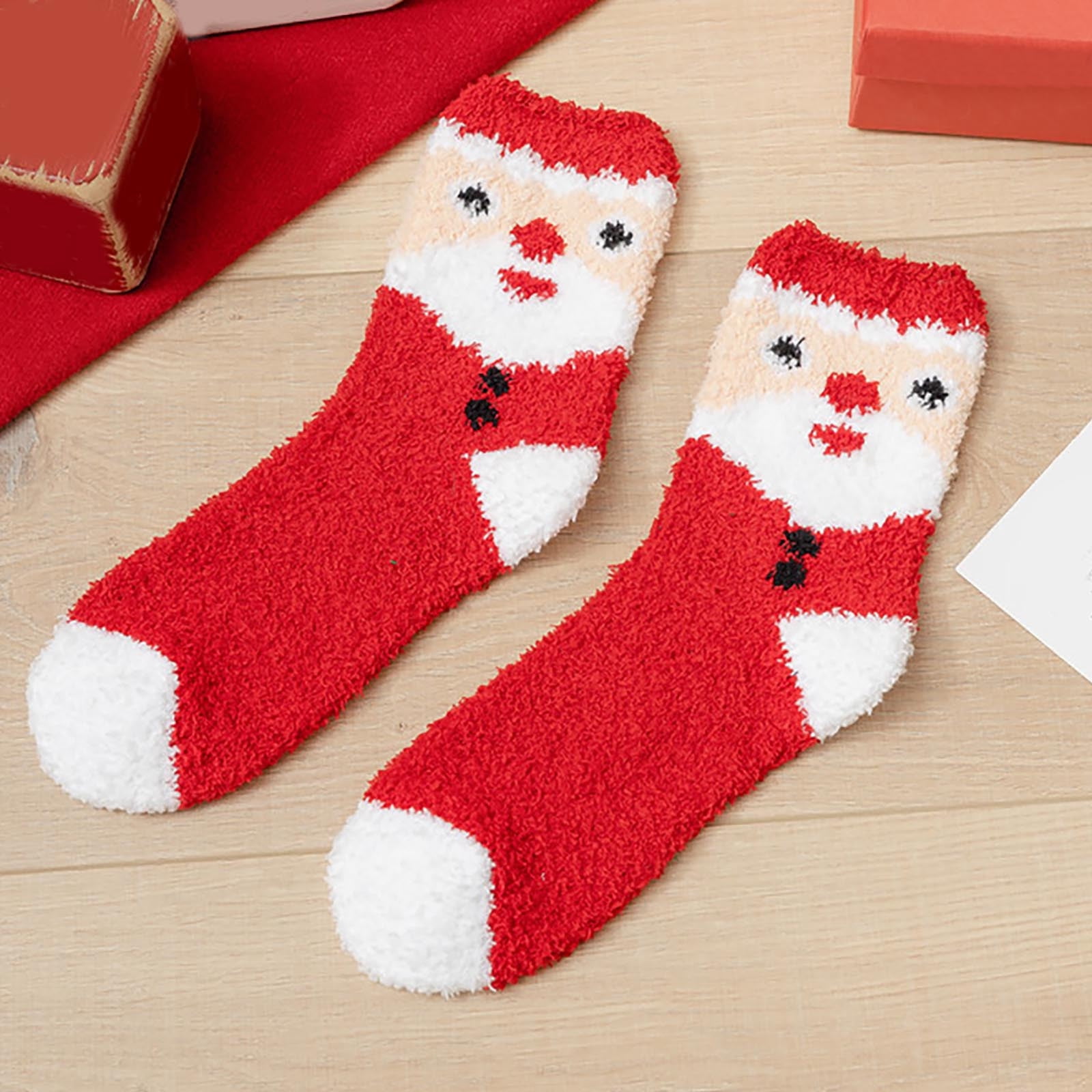 Aloohaidyvio Christmas Fuzzy Socks Soft Cozy Fluffy Slipper Winter Warm ...