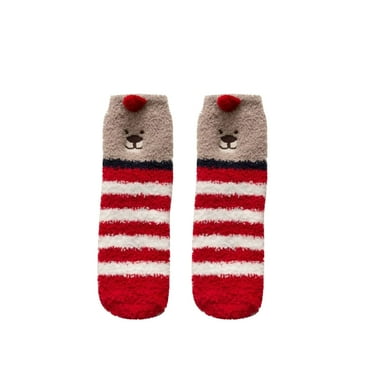 Aloohaidyvio Christmas Fuzzy Socks With Grips Women Non Slip Hospital Socks Winter Fluffy Socks Warm Cozy Thick Plush Slipper Socks