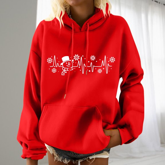 Aloohaidyvio Christmas Hoodies,Womens Hooded Sweatshirts Printing Long Sleeve Pocket Pullover Shirt
