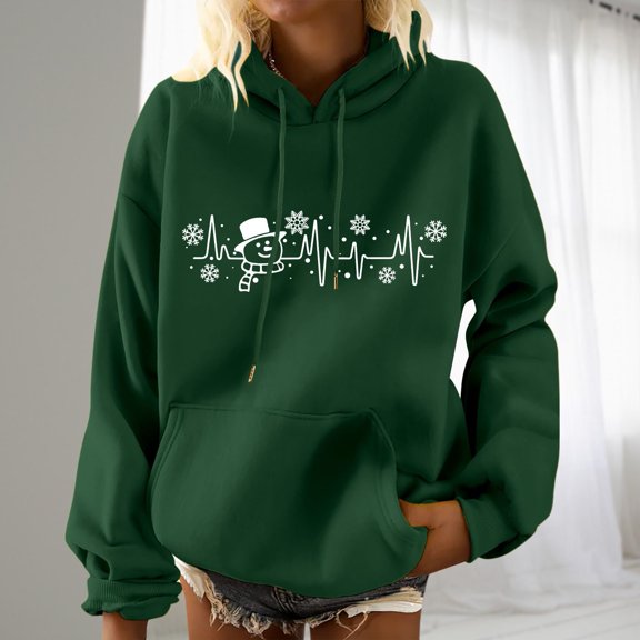 Aloohaidyvio Christmas Hoodies,Womens Hooded Sweatshirts Printing Long Sleeve Pocket Pullover Shirt
