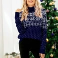 thumbnail image 1 of Aloohaidyvio Christmas Hoodies,Womens Pullover Knitting Sweater Turtle-Neck Christmas Print Long Sleeve Tops, 1 of 6