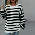 thumbnail image 1 of Aloohaidyvio Christmas Sweaters,Womens Loose Pullover Sweater Striped Knitted Long Sleeved Top Round Neck Sweater, 1 of 5
