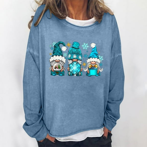 Aloohaidyvio Christmas Tops,Women Christmas Sweatshirt Round-Neck Long Sleeve Loosen Single Tops Pullover Blouse