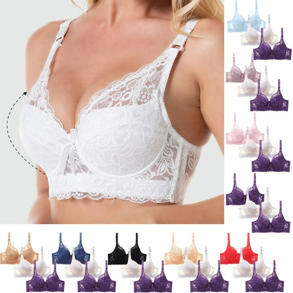 Aloohaidyvio 3 Pack Women's Comfort Lace Bralette Soft Push Up Wireless Bra Women Everyday T-Shirt Bras