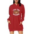 thumbnail image 1 of Aloohaidyvio Womens Dresses Fall Winter Casual Long Sleeve Drawstring Pleated Hoodies Sweatshirt Pullover Tunic Mini Dress, 1 of 3