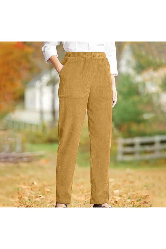Corduroy Pants for Women,Womens Solid Pocket Corduroy Pants