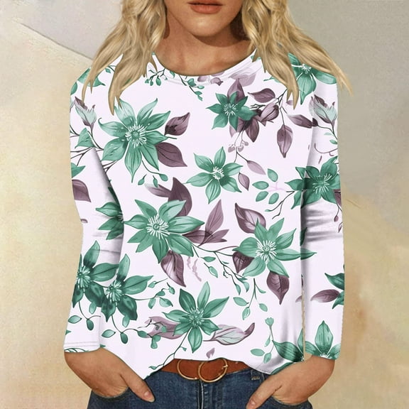 Aloohaidyvio Long Sleeve Shirts for Women Fall Tops Dressy Casual Print Blouses Tunic Tops for Leggings