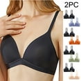 thumbnail image 1 of Aloohaidyvio Clearance Wireless Bras for Women No Underwire Push Up Bras Seamless Everyday Basic Bra 2 Pack, 1 of 6