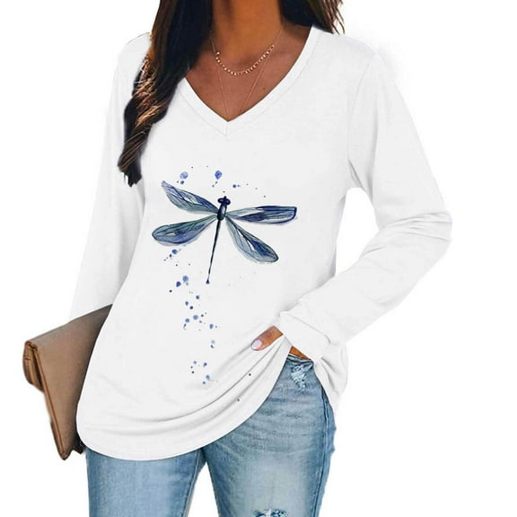 Aloohaidyvio Women's Long Sleeve Shirts Tops Fall Tunic Causal Fashion Round Neck Basic Tee