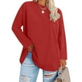 thumbnail image 1 of Aloohaidyvio Women's Long Sleeve Round Neck Shirts Basic Tee Fall Tops Outfits Clothes, 1 of 5