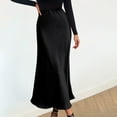 thumbnail image 1 of Aloohaidyvio Womens Solid Color Sexy Half-body Skirt, Summer Ice Silk High Waist Hip Long Skirt, 1 of 6