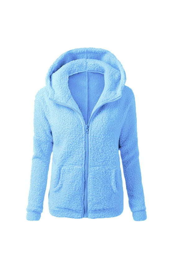 Coats,Women Hooded Sweater Coat Winter Warm Wool Zipper Coat Cotton Coat
