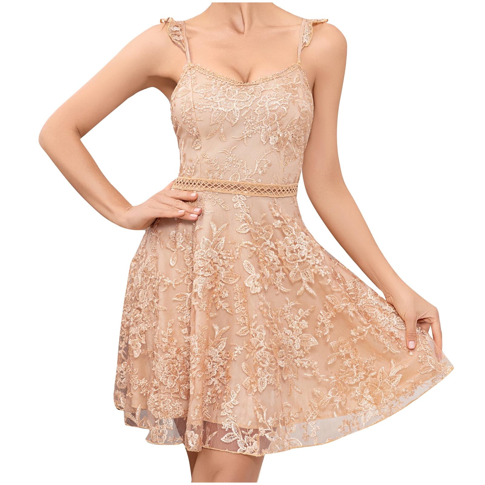 Reana A-Line Pink Sequin Tiered Homecoming Dress - Pink / 2