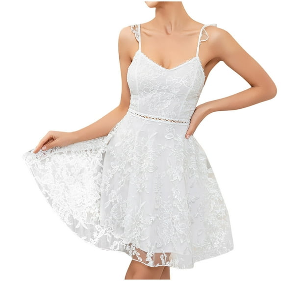 Aloohaidyvio Cocktail Dresses for Women,Women's Prom Cocktail Party Dress Sparkly Sequin Tulle Sleeveless Swing V Neck Teen Graduaiton Dresses