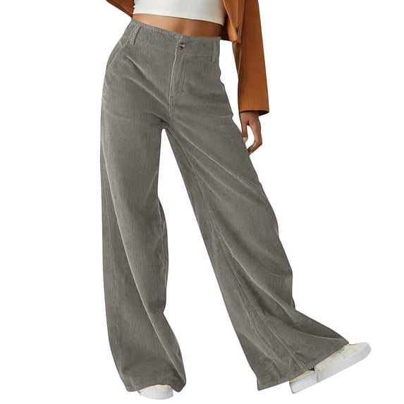 Aloohaidyvio Corduroy Casual Pants Women's Fall Soft High Waisted Wide Leg Pants