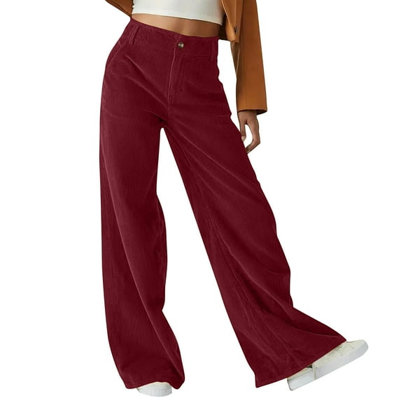 Aloohaidyvio Corduroy Casual Pants Women's Fall Soft High Waisted Wide Leg Pants