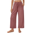 thumbnail image 1 of Aloohaidyvio Cropped Pants for Women Lightweight Wide Leg High Waisted Loose Casual Lounge Travel Work Pants, 1 of 7