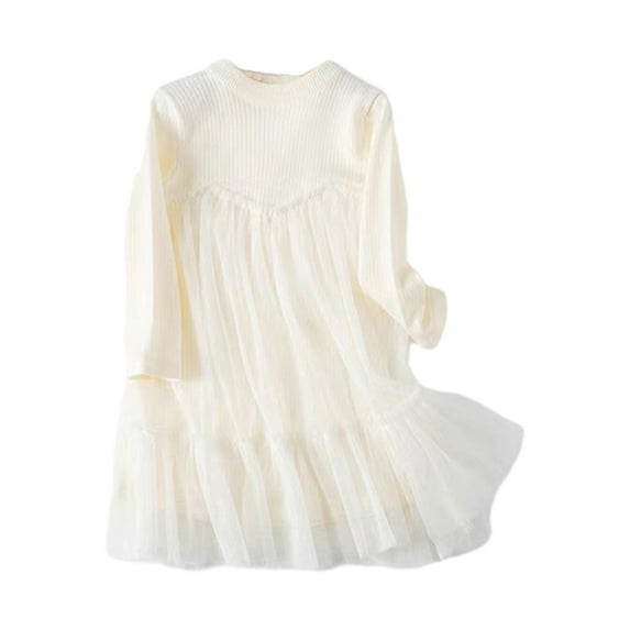 Aloohaidyvio Cute Dresses for Girls Long Sleeve Solid Color Breathable Summer Princess Dresses for Girls 18M