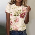 thumbnail image 1 of Black and Friday Deals 2024 Aloohaidyvio Womens Plus Size Tops Short Sleeve Floral Shirt Casual Round Neck Pleated T Shirt Loose Fit Tunic Blouse, 1 of 4