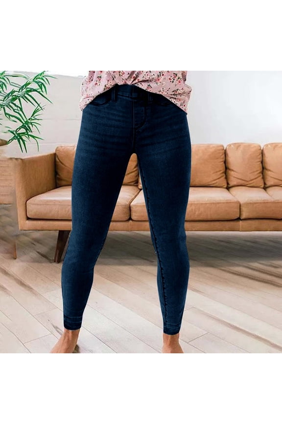 Denim Pants for Women High Waist,Womens Denim Button Zipper Solid High Waist Pockets Jean Long Denim Trousers,Jeans for Women Plus Size Stretch