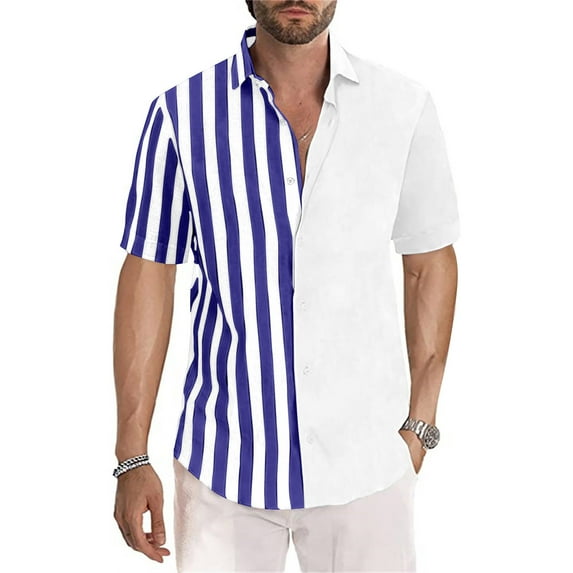 Aloohaidyvio Dress Shirts for Men Big and Tall,Mens Short Sleeved Lapel Shirt Hawaiian Beach Regular Casual Top Blouse, Shirts for Men