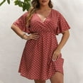 thumbnail image 1 of Aloohaidyvio Dresses Plus Size,Women Plus Size Summer Casual Short Sleeve V Neck Printed Sleeve Dresses Loose Dress, 1 of 6
