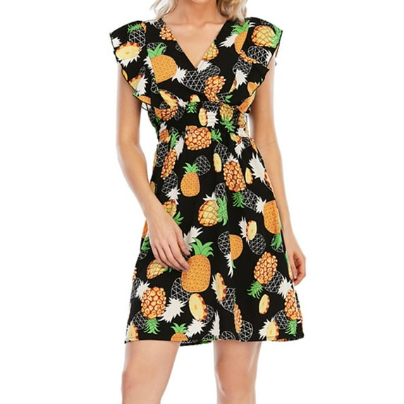 Aloohaidyvio Dresses Plus Size,Womens Casual Sexy Fashion Summer V Neck Short Sleeve Loose Printing Dress