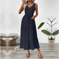 thumbnail image 1 of Aloohaidyvio Dresses for Women No Boundaries Women Summer Dresses V Neck Maxi Dress Tiered Silhouette with Flutter Sleeve Backless Elastic Waist Flowy Dress, 1 of 8