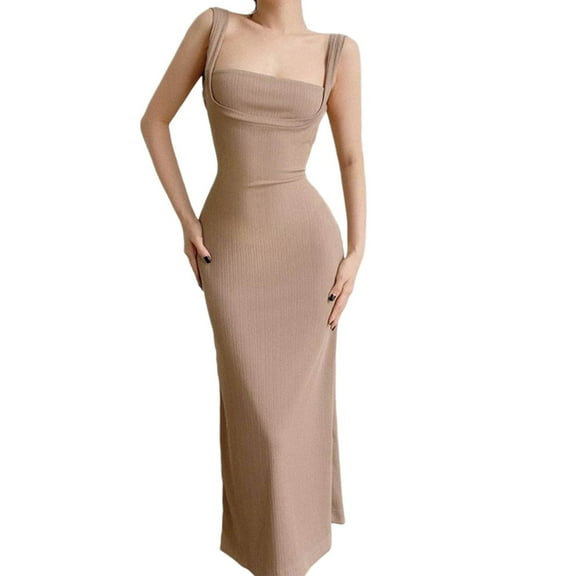 Aloohaidyvio Dresses for Women No Boundaries Women's Sleeveless Bodycon Corset Maxi Dress Spaghetti Strap Ruched Elegant Evening Wedding Guest Long Formal Dresses