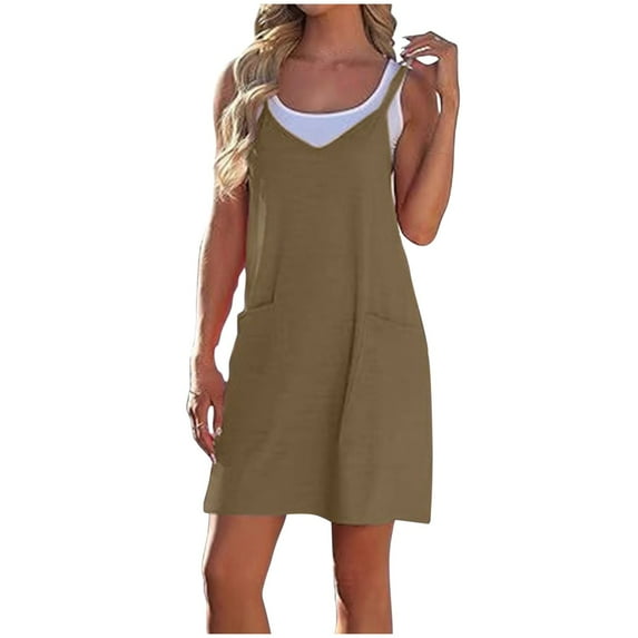 Aloohaidyvio Dresses for Women Women Summer Dresses Casual Beach Vacation Dress Spaghetti Strap Sundress Sleeveless Mini Short Dress