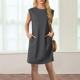 thumbnail image 1 of Aloohaidyvio Dresses for Women Womens Summer Sleeveless Mini Dress Casual Crew Neck Open Back Short Sundress with Pockets, 1 of 7