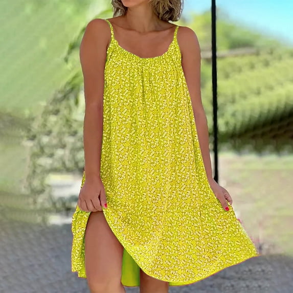 Aloohaidyvio Dresses for Women,Womens Casual Sleeveless Sling Relaxed Casual Short Dress