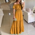 thumbnail image 1 of Aloohaidyvio Dresses for Women,Womens Short-Sleeved Off Shoulder Solid Ankle Length Dress Long Dress, 1 of 6