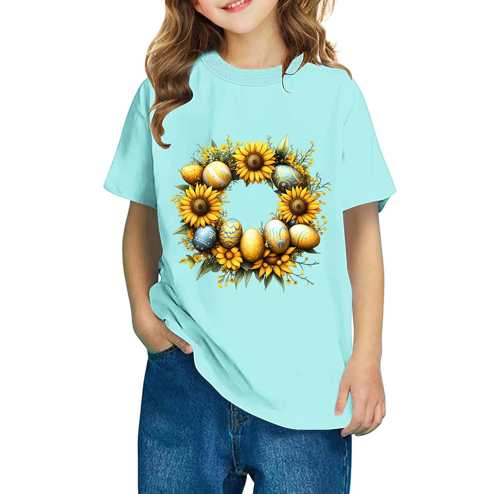 Aloohaidyvio Easter Cotton T Shirts Girls Kids' Easter Bunny Short ...