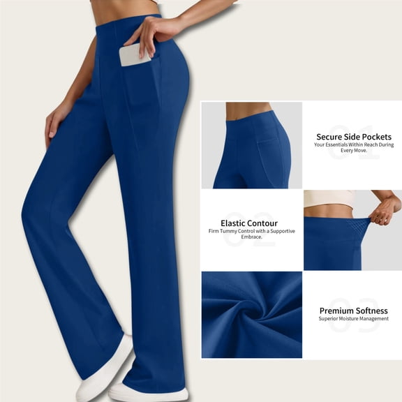 Aloohaidyvio Flare Leggings for Women with Pockets,Casual High Waisted Tummy Control Bootcut Yoga Pants
