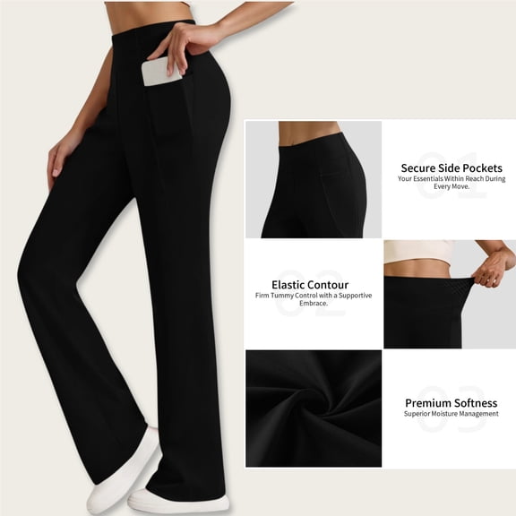 Aloohaidyvio Flare Leggings for Women with Pockets,Casual High Waisted Tummy Control Bootcut Yoga Pants