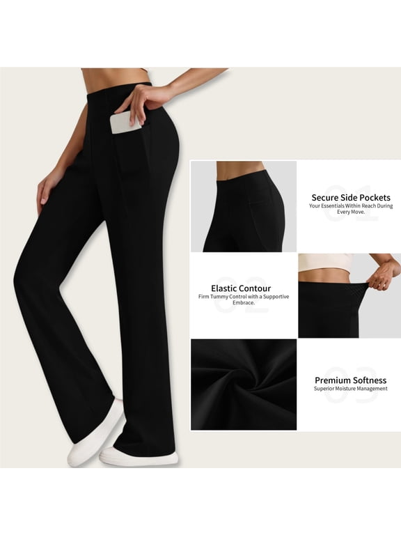Flare Leggings for Women with Pockets,Casual High Waisted Tummy Control Bootcut Yoga Pants