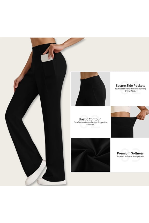 Flare Leggings for Women with Pockets,Casual High Waisted Tummy Control Bootcut Yoga Pants