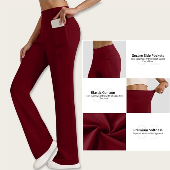 Aloohaidyvio Flare Leggings for Women with Pockets,Casual High Waisted Tummy Control Bootcut Yoga Pants
