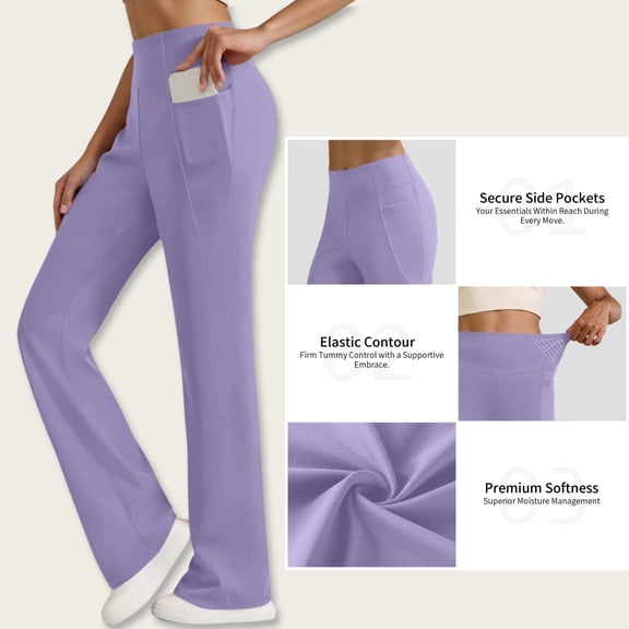 Aloohaidyvio Flare Leggings for Women with Pockets,Casual High Waisted Tummy Control Bootcut Yoga Pants