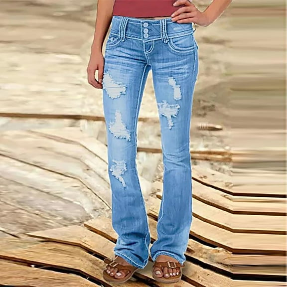 Aloohaidyvio Flared Jeans for Women Junior,Ladies Jeans on High Waisted Loose And Comfortable Stretch Wide Leg Denim Pants,Jeans for Women Stretch