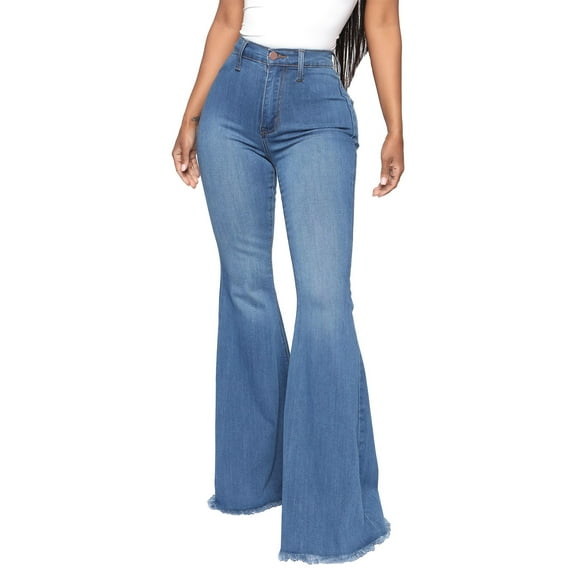 Aloohaidyvio Flared Jeans for Women Junior,Womens Button Zipper High Waist Pockets Jean Wide Leg Flare Trousers,Jeans for Women Plus Size Stretch