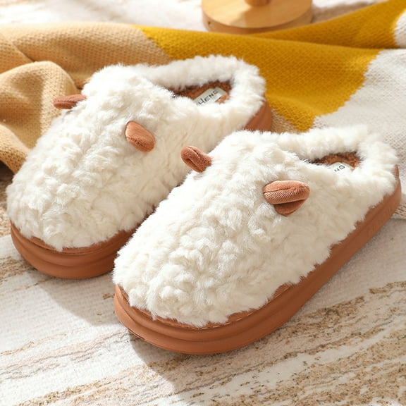 Aloohaidyvio Fluffy Warm Slippers for Women and Men - Cute Cartoon House Slippers with Furry Plush, Comfy Indoor and Outdoor Non-Slip Shoes