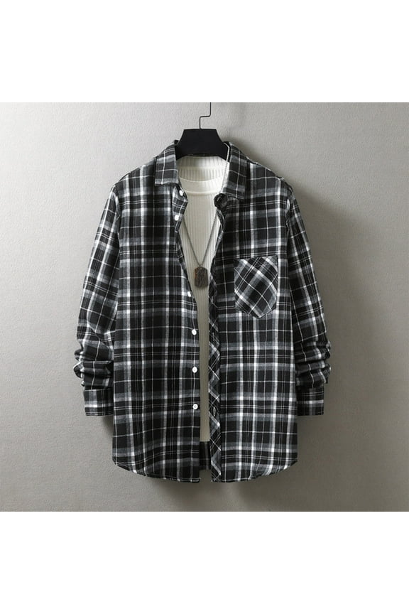 George Button Up Shirt for Men 6.5oz Cotton Long Sleeve Flame Resistant Plaid Welding Shirts