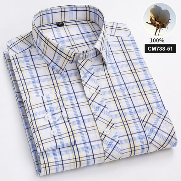 Aloohaidyvio George Button Up Shirt for Men 6.5oz Cotton Long Sleeve Flame Resistant Plaid Welding Shirts